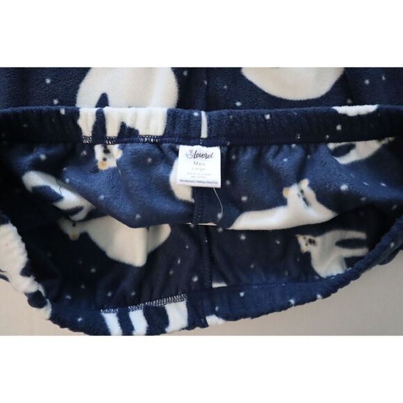 Leveret Men's Sz Large Blue Polar Bear Cotton Top Fleece Pants Pajama Set - Picture 11 of 15